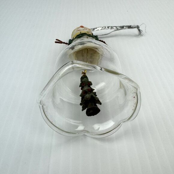 Vintage Snowman Christmas Bell Glass Dinner Tree Bell Ornament - Picture 6 of 8